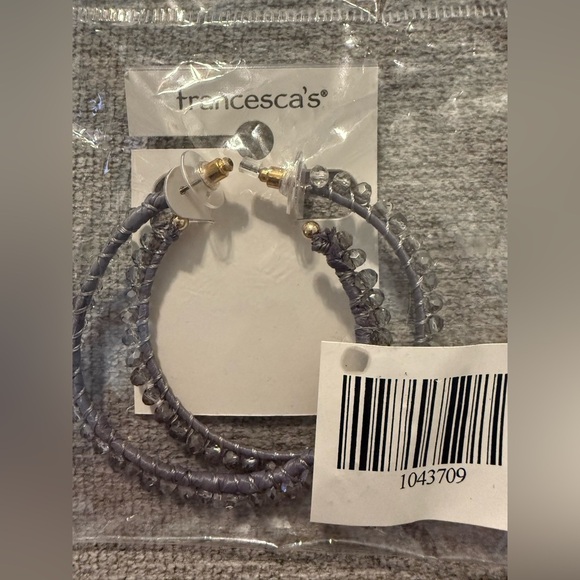 Gray Braided Hoop Earrings - Picture 3 of 6